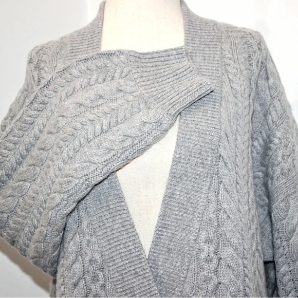 NAADAM Oversized Double Breasted Wool Cashmere-Blend Cable Knit Cardigan XL $520 - Picture 6 of 9